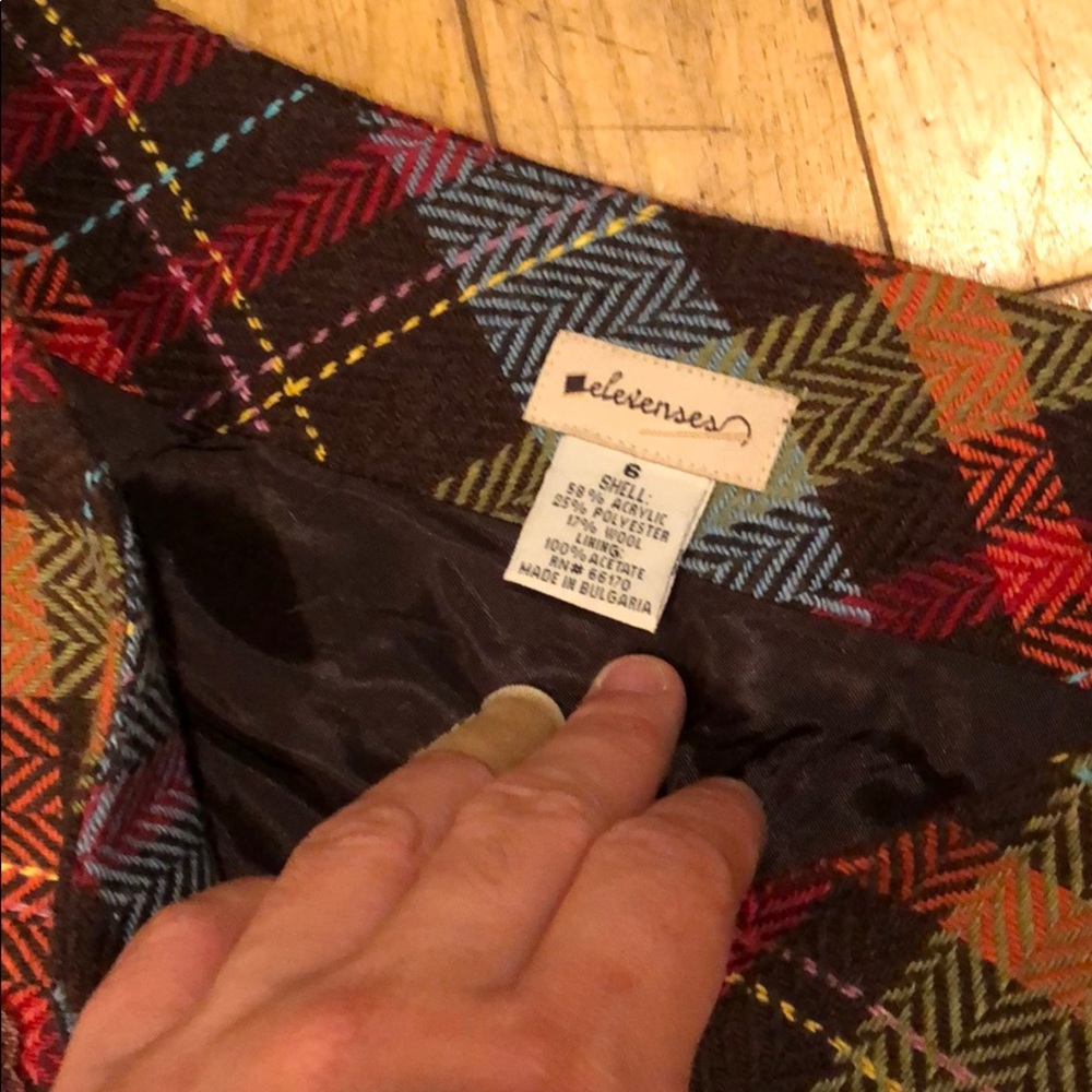 Anthropologie Red Green Plaid Ruffle Hem Skirt - Picture 4 of 4